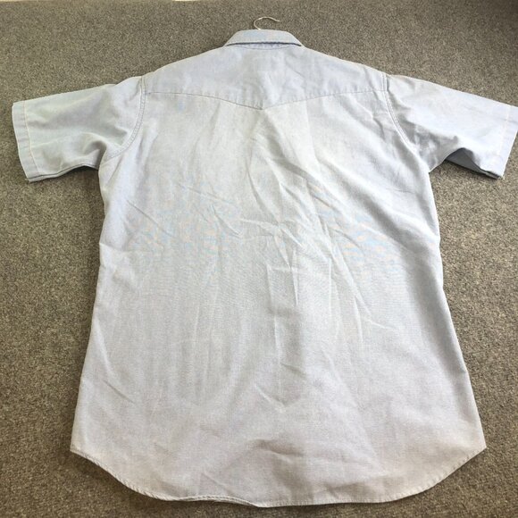 Carhartt Pearl Snap Shirt Mens Large 16 16.5 Blue Chambray Work USA Made Vintage - Picture 9 of 10